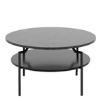 Goldington Round Coffee Table with Black Marble Melamine Top & Black Legs