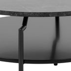 Goldington Round Coffee Table with Black Marble Melamine Top & Black Legs