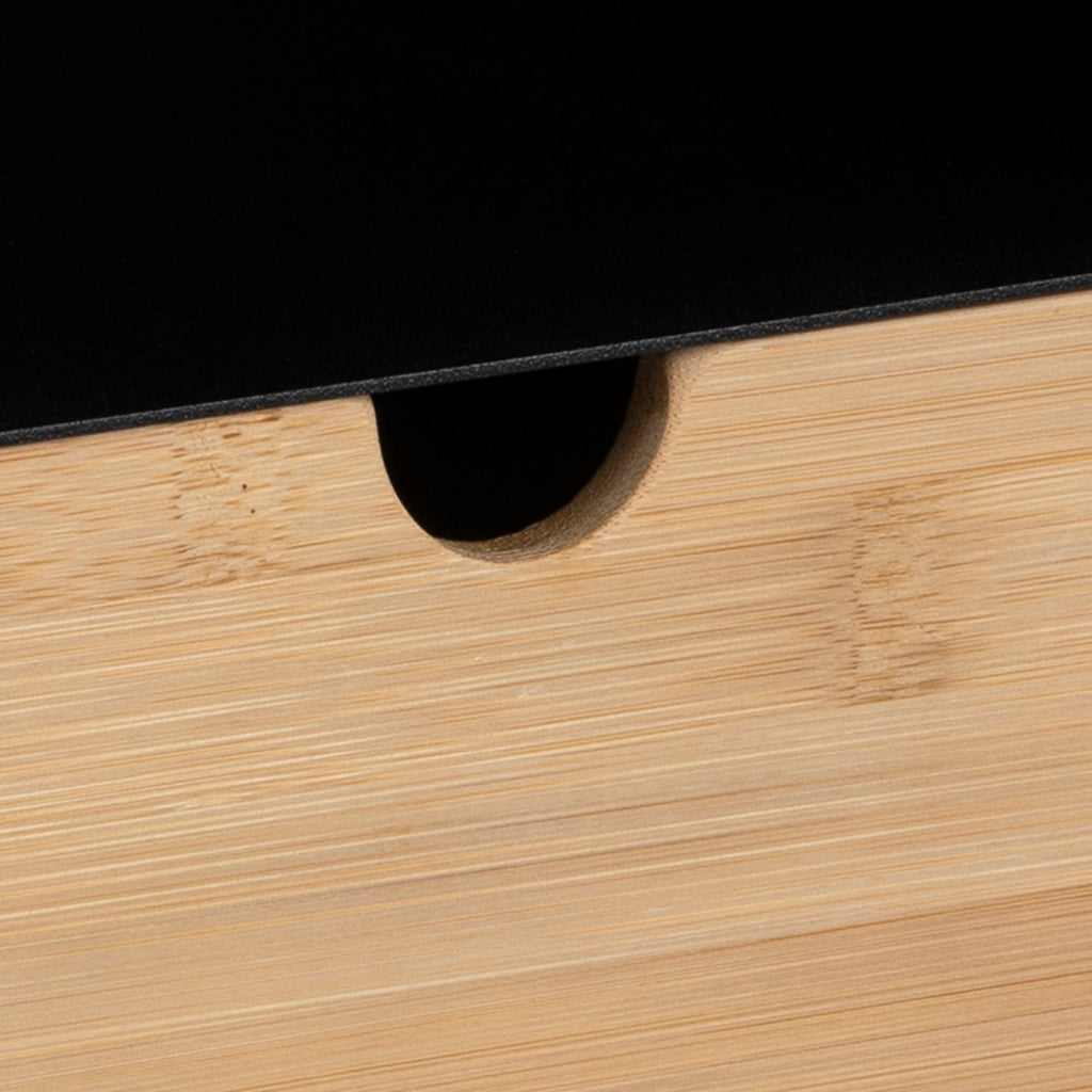Joliet 1 Drawer Wallmounted Bedside Table in Black & Bamboo