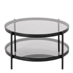 Bayonne Round Coffee Table in Black with Smoked Glass Top