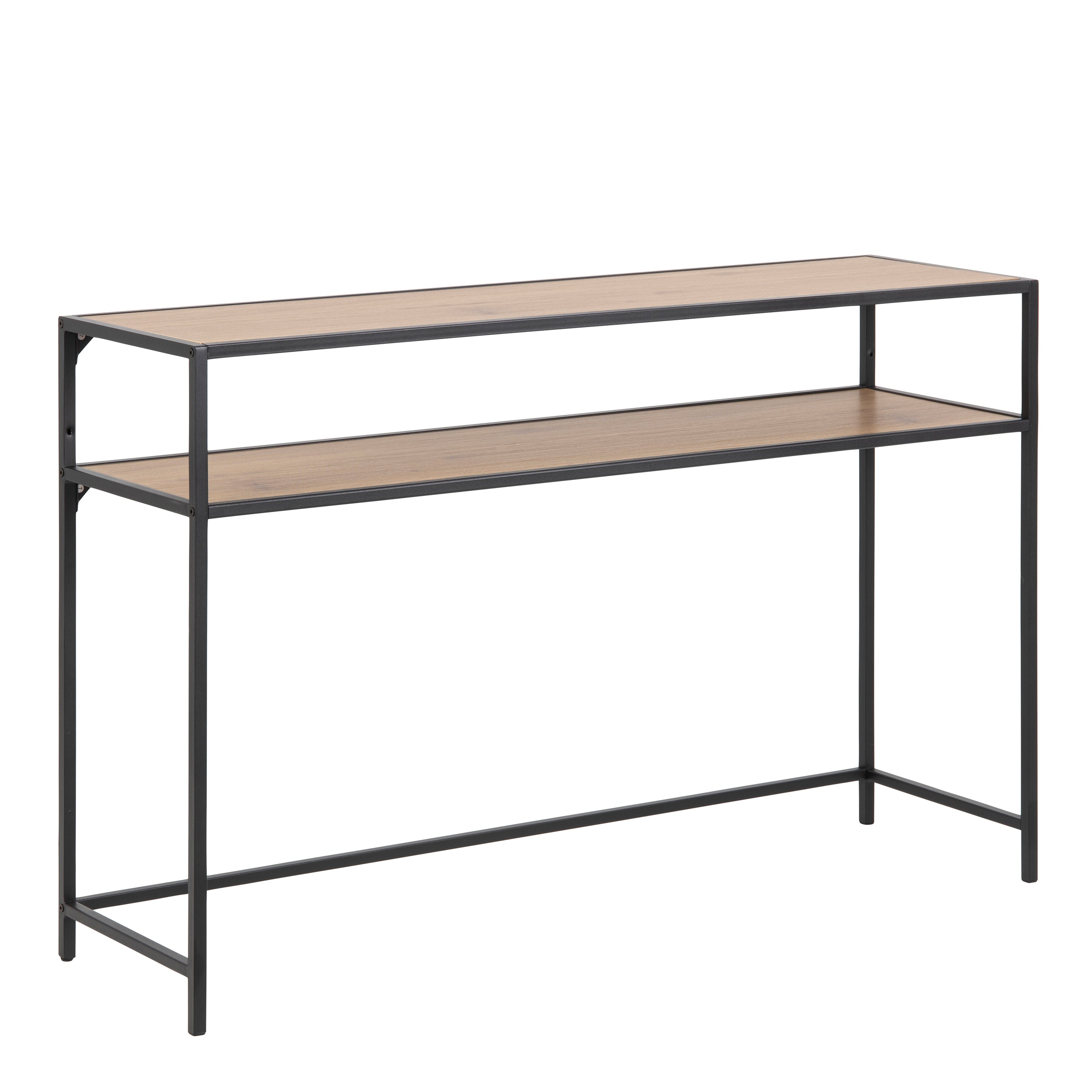 Seaford Black Metal Console Table with Oak Top