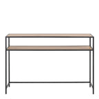 Seaford Black Metal Console Table with Oak Top