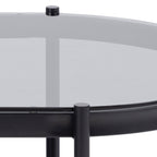 Bayonne Oval Coffee Table with Smoked Glass Top