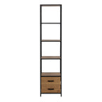 Seaford Bookcase with 2 Drawers and 3 Shelves in Black & Oak