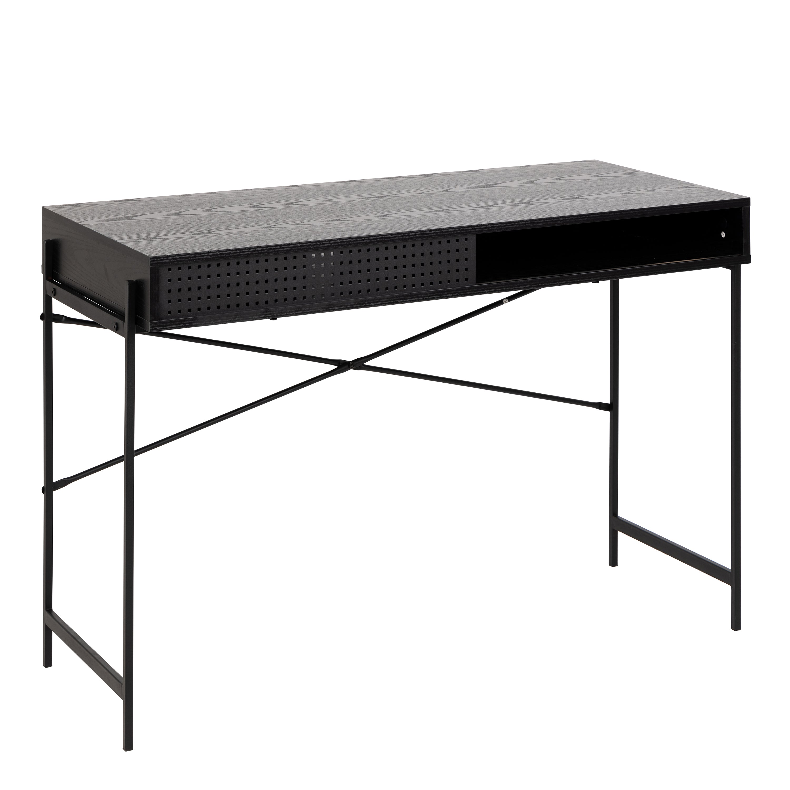 Angus Desk with Sliding Door in Black