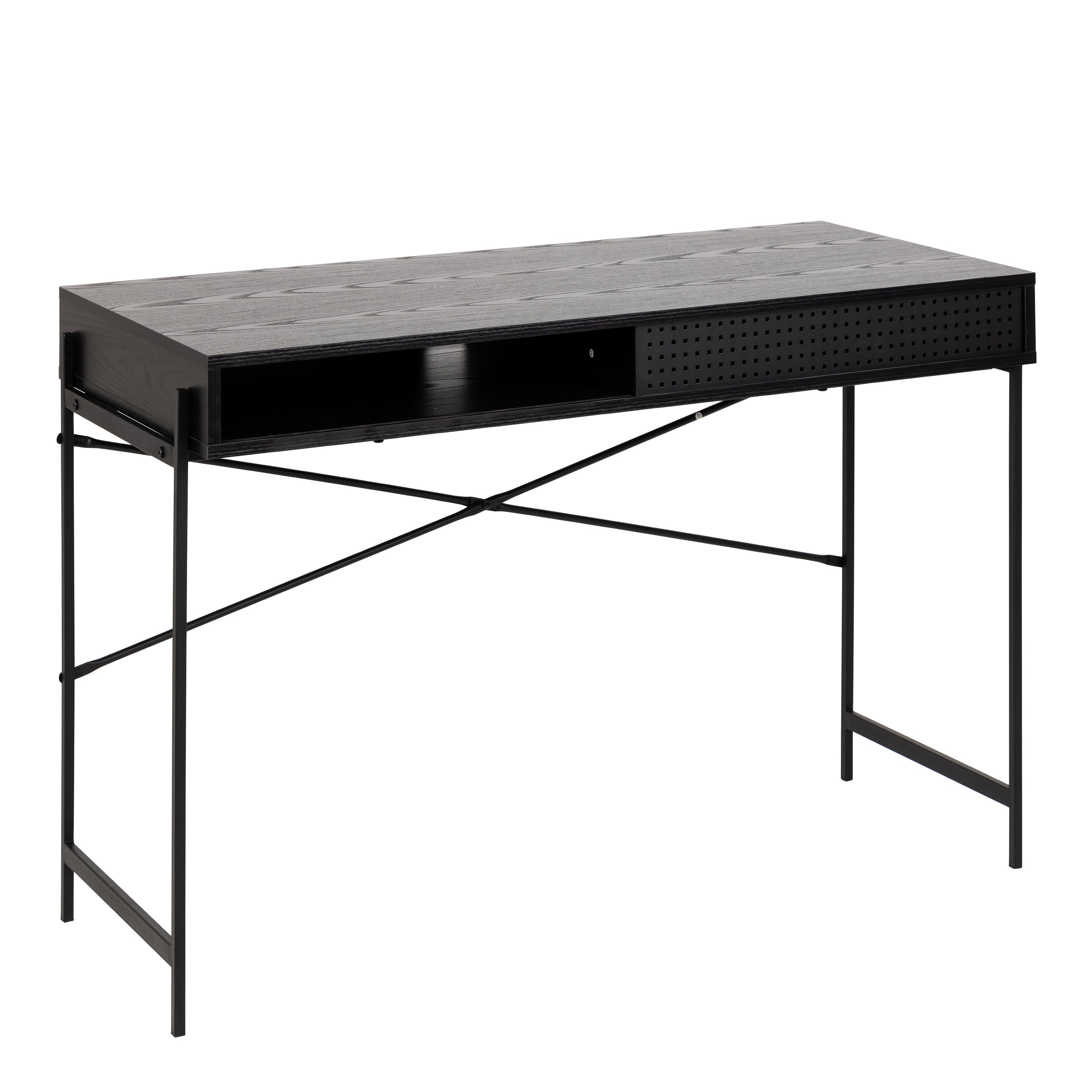 Angus Desk with Sliding Door in Black