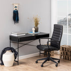 Angus Desk with Sliding Door in Black