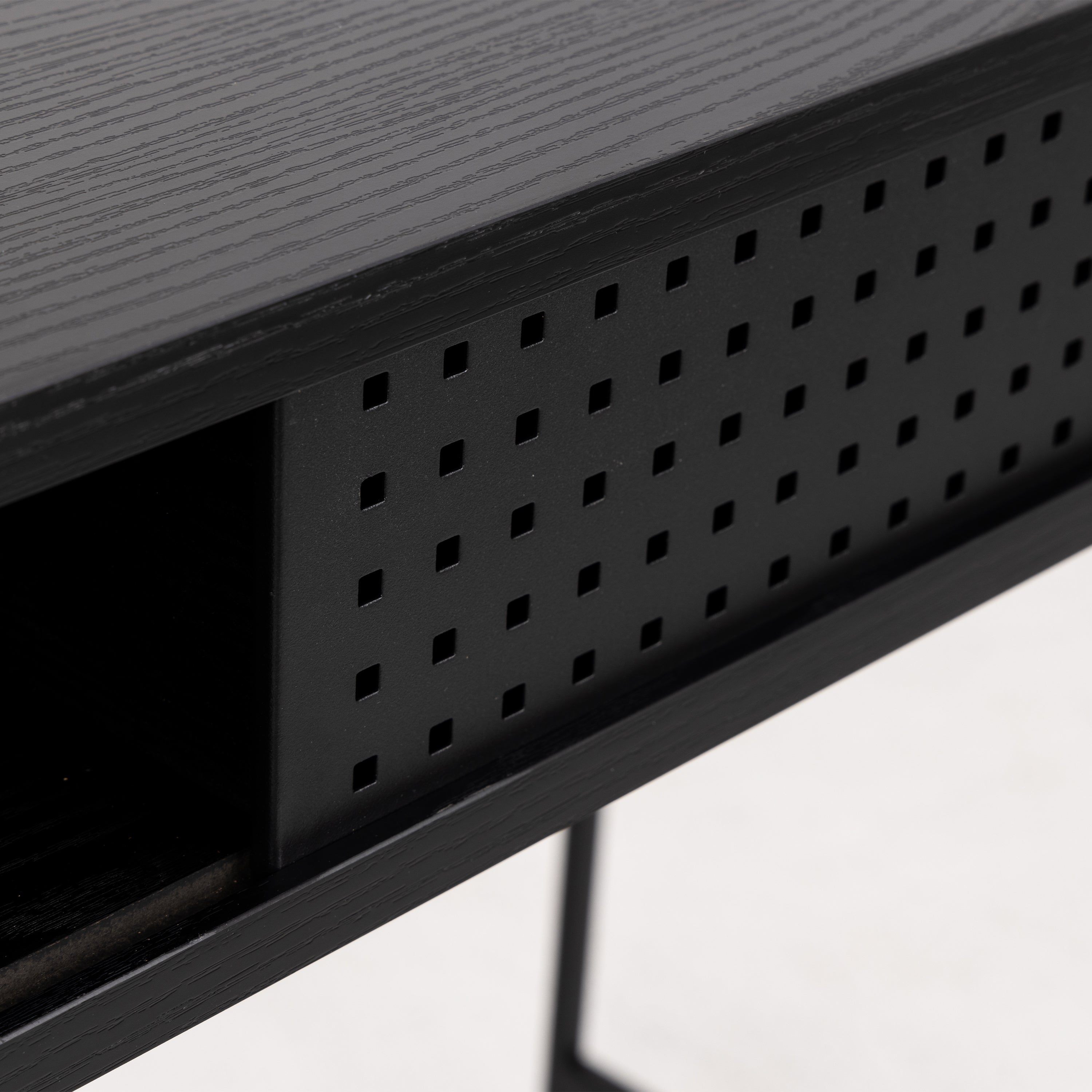 Angus Desk with Sliding Door in Black