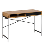 Angus Desk with Sliding Door in Oak & Black