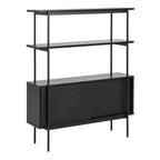 Angus Small Bookcase with 2 Sliding Doors in Black