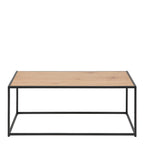 Seaford Black Metal Coffee Table with Oak Top