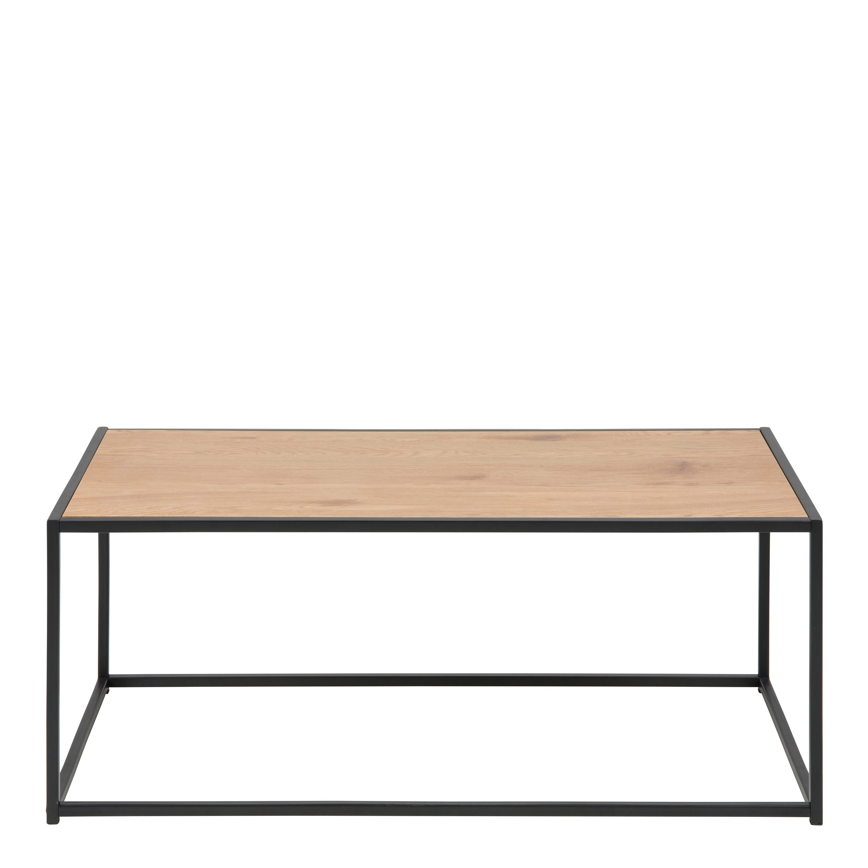 Seaford Black Metal Coffee Table with Oak Top