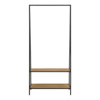 Seaford Black Metal Clothes Rack with 2 Oak Shelves