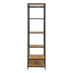 Seaford Black Metal Clothes Rack with 5 Oak Shelves