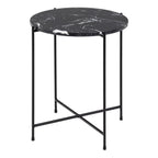 Avila Side Table with Black Polished Marble Stone 42x45cm