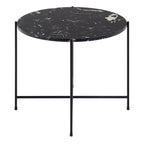 Avila Side Table with Black Polished Marble Stone 52x40cm
