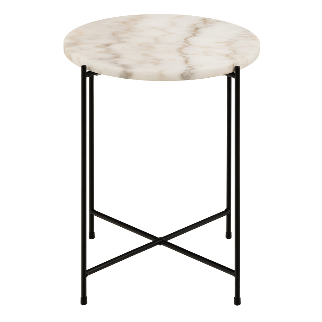 Avila Side Table with White Marble Top 42x45cm
