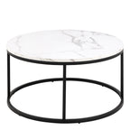 Spiro Coffee Table with White Marble Melamine Top & Black Legs