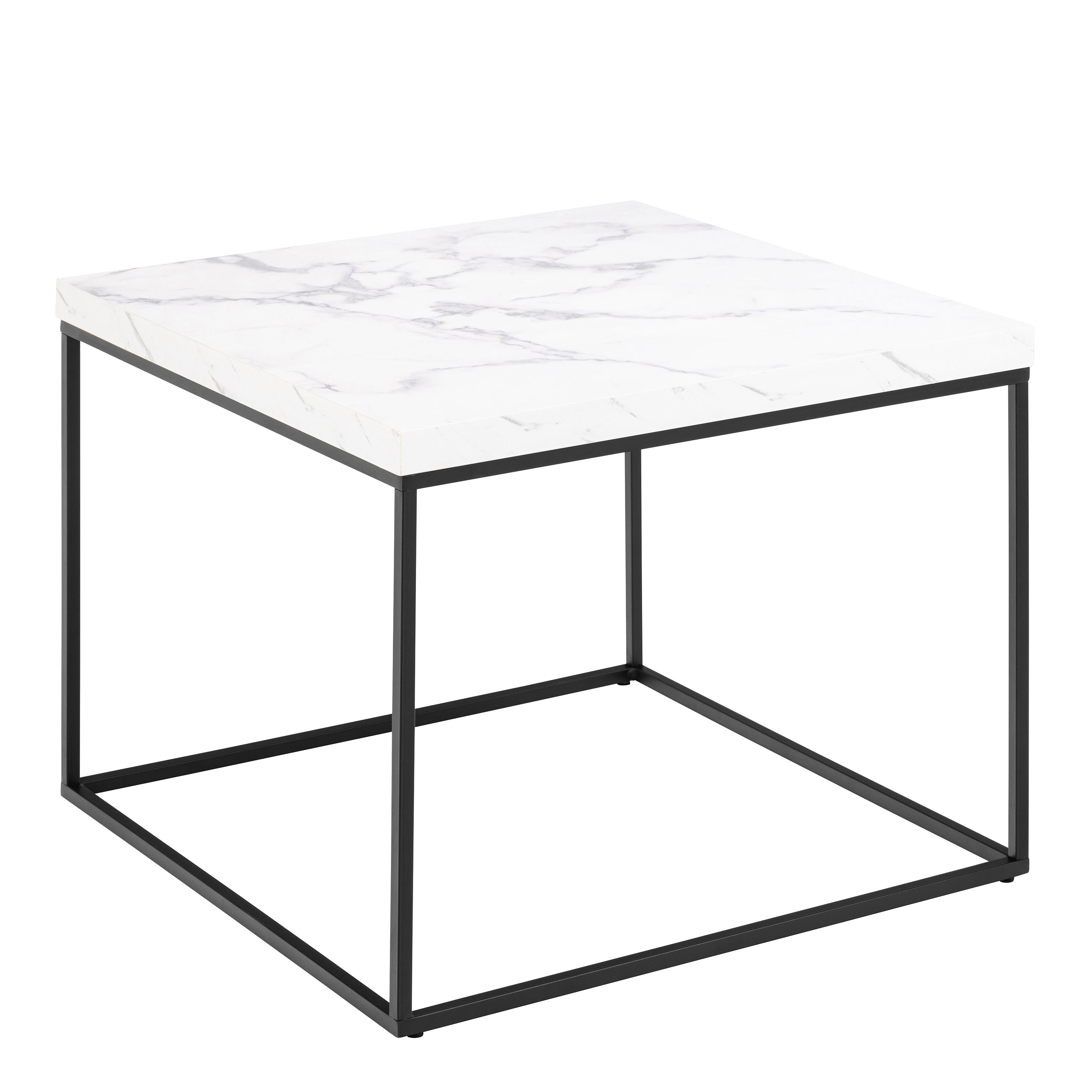 Barossa Coffee Table with White Marble Carrara Top & Black Steel Base 60cm