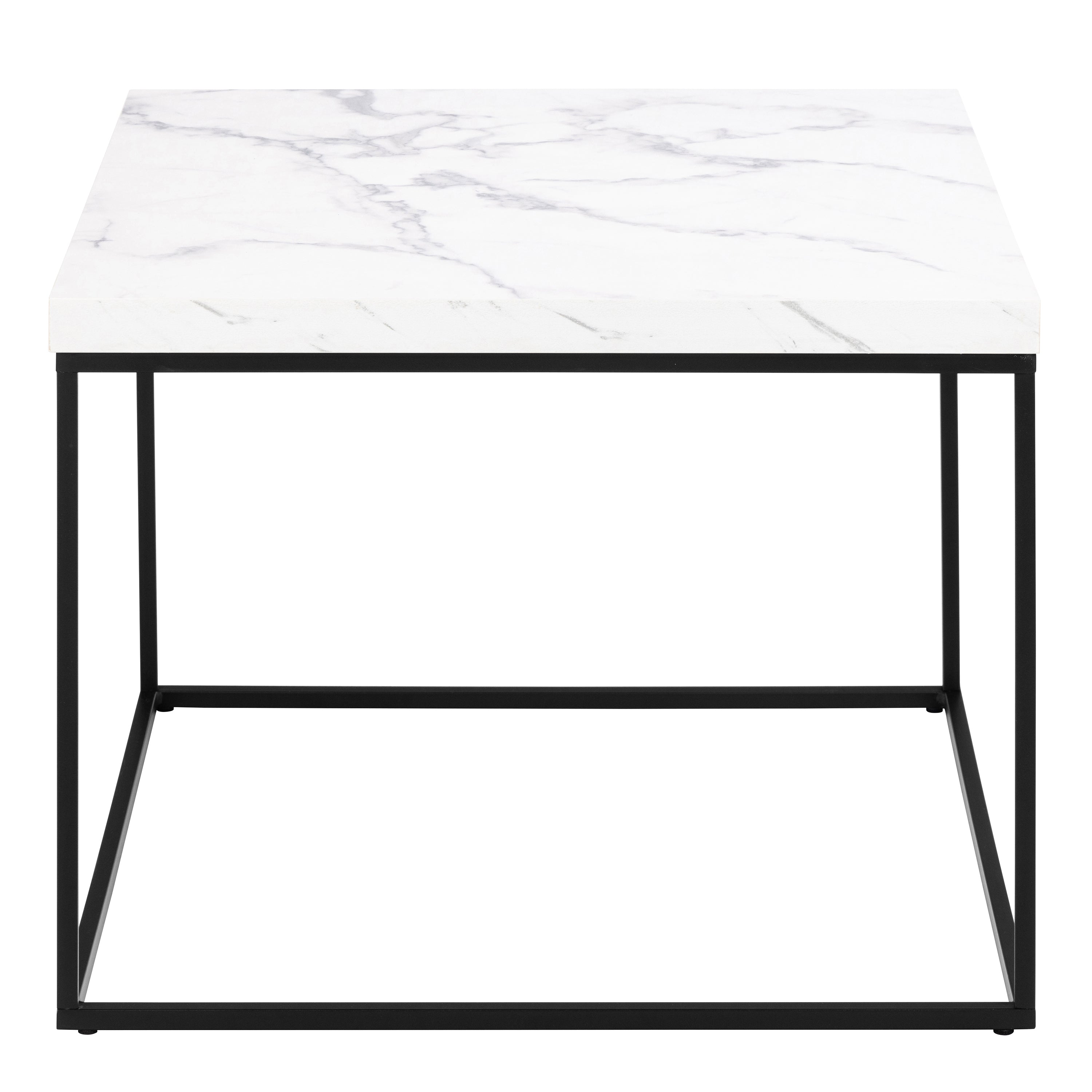 Barossa Coffee Table with White Marble Carrara Top & Black Steel Base 60cm