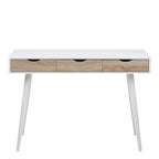 Neptun 3 Drawer Desk in White with 3 Oak Drawers