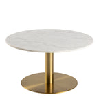 Corby Round Coffee Table with White Polished Marble Top & Gold Base