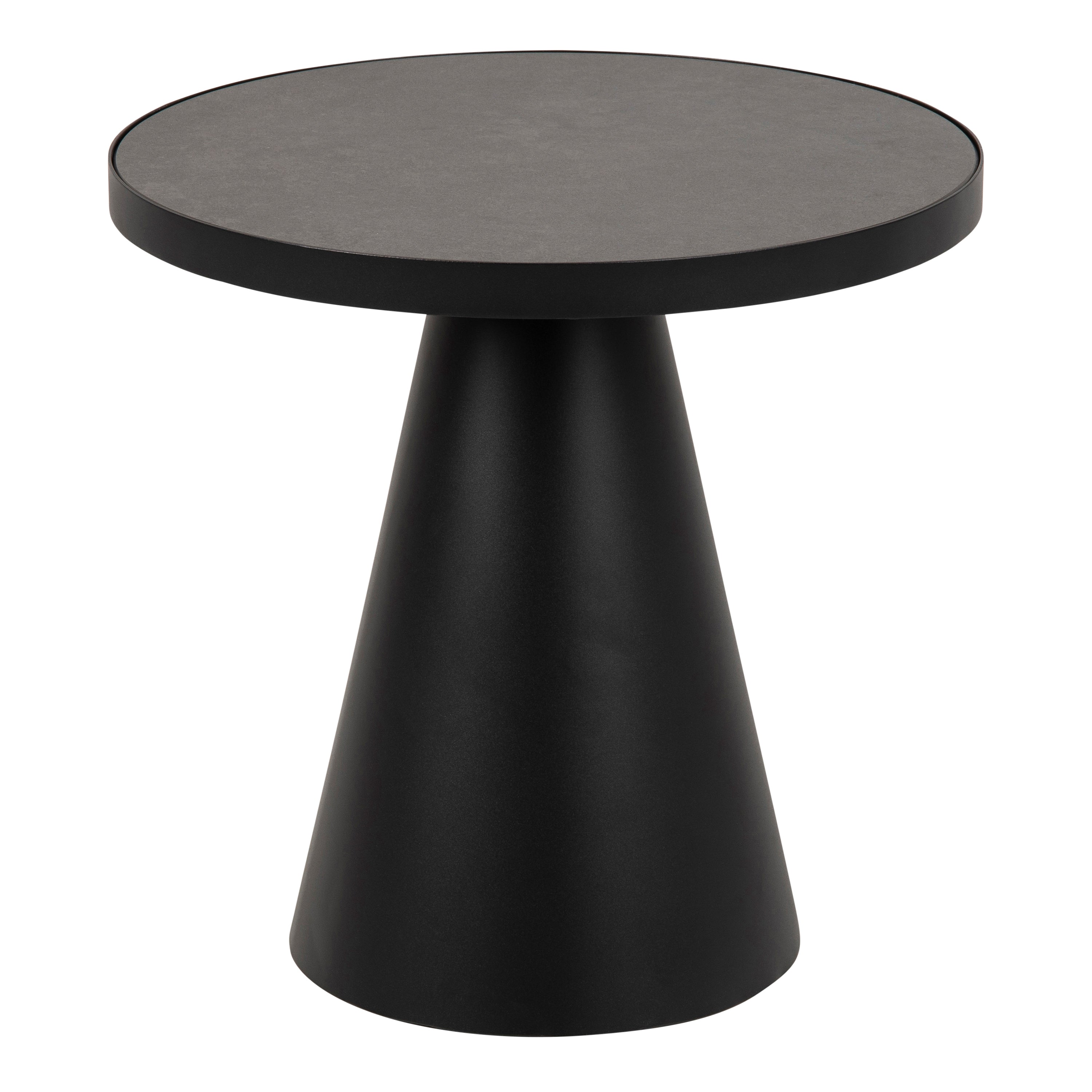 Soli Round Ceramic Coffee Table in Black 45.7x45cm