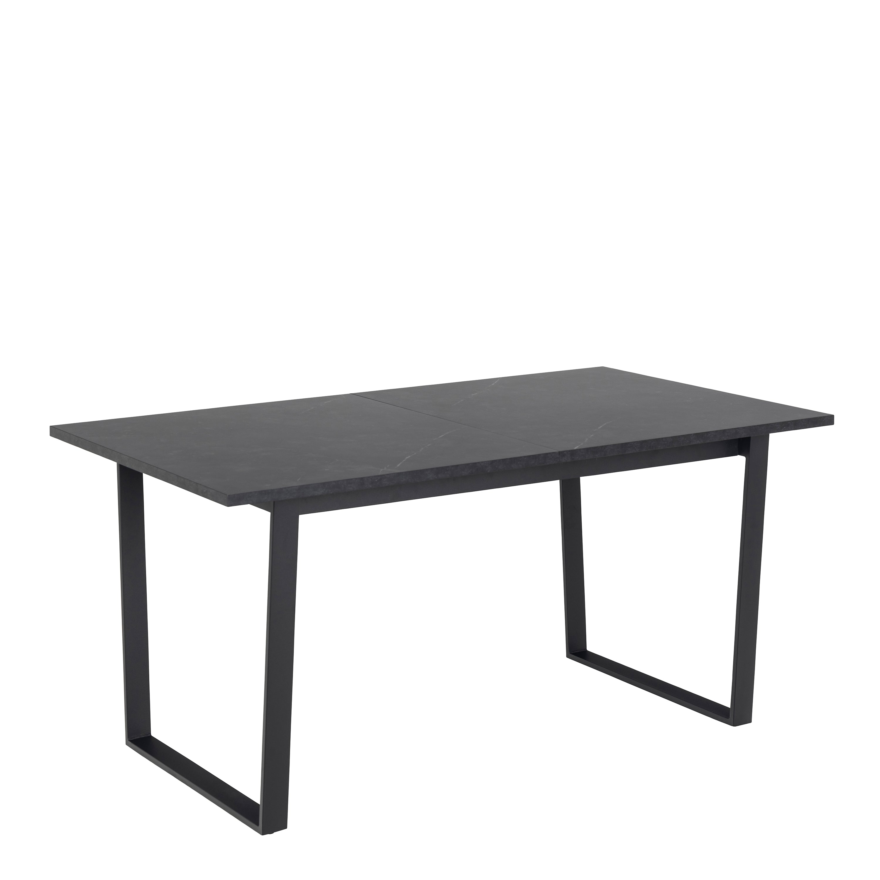 Amble Extending Dining Table with Black Marble Melamine Top & Black Legs 160-220