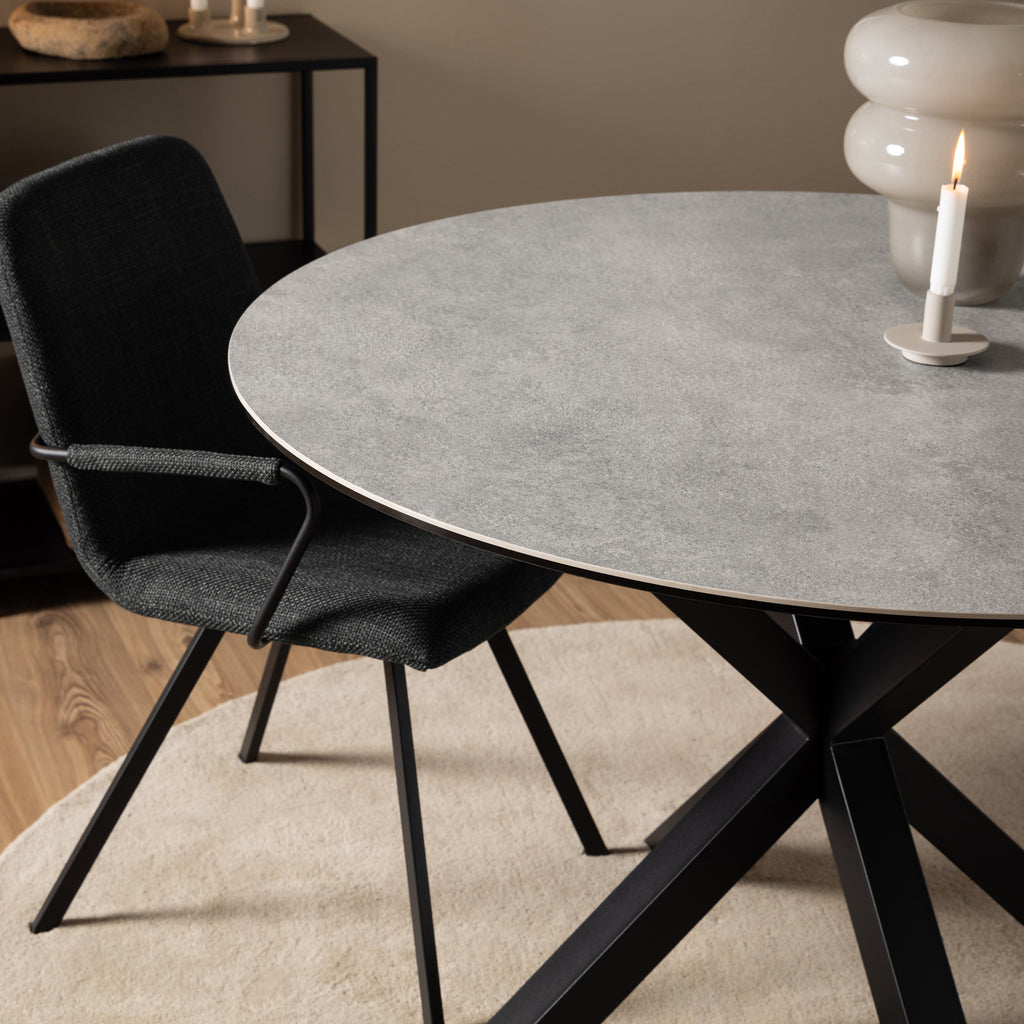 Heaven Round Dining Table with Ceramic Grey Top