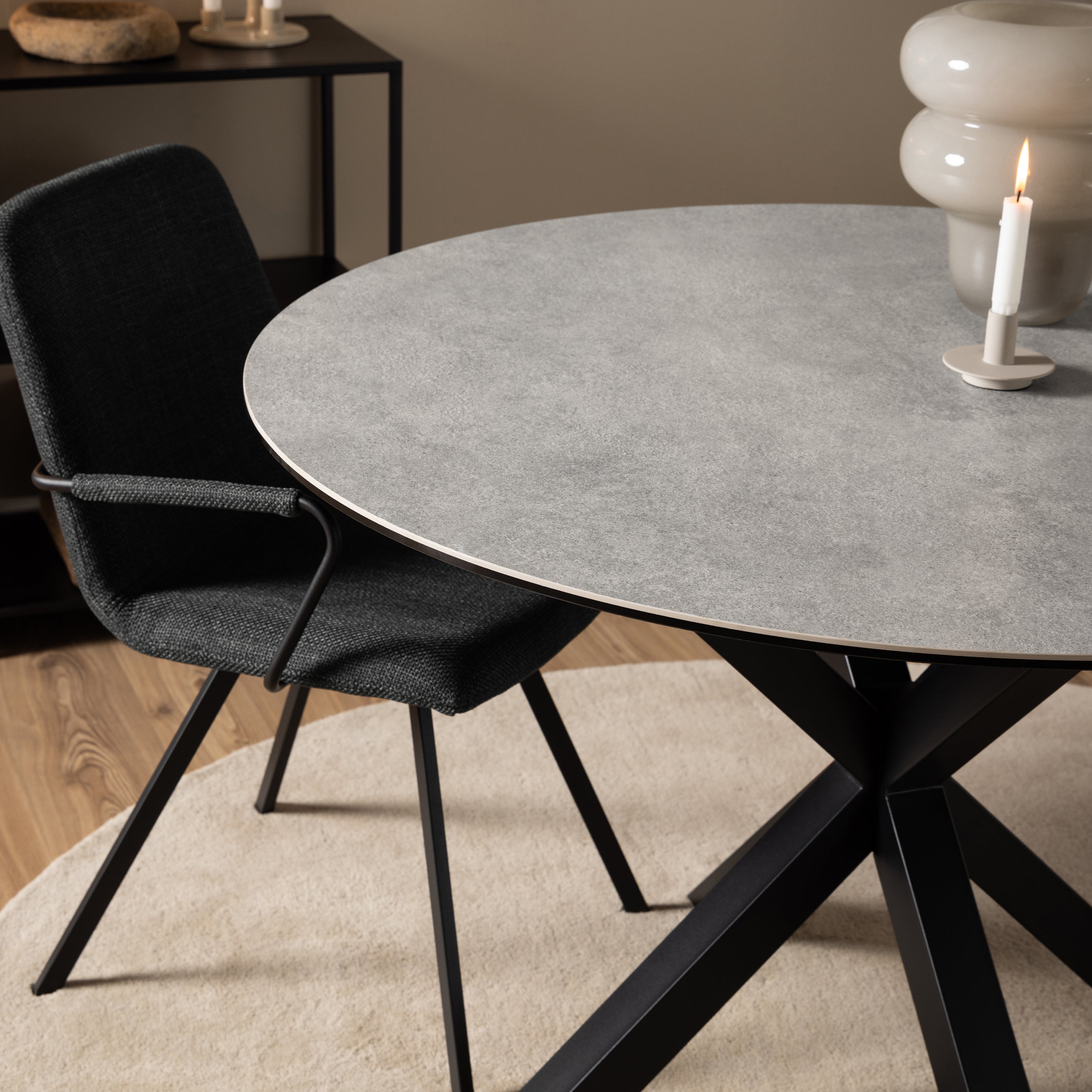 Heaven Round Dining Table with Ceramic Grey Top