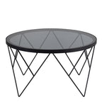 Halstow Coffee Table in Black with Smoked Glass Top