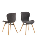 Batilda Dining Chairs with Grey Fabric and Oak Set of 2