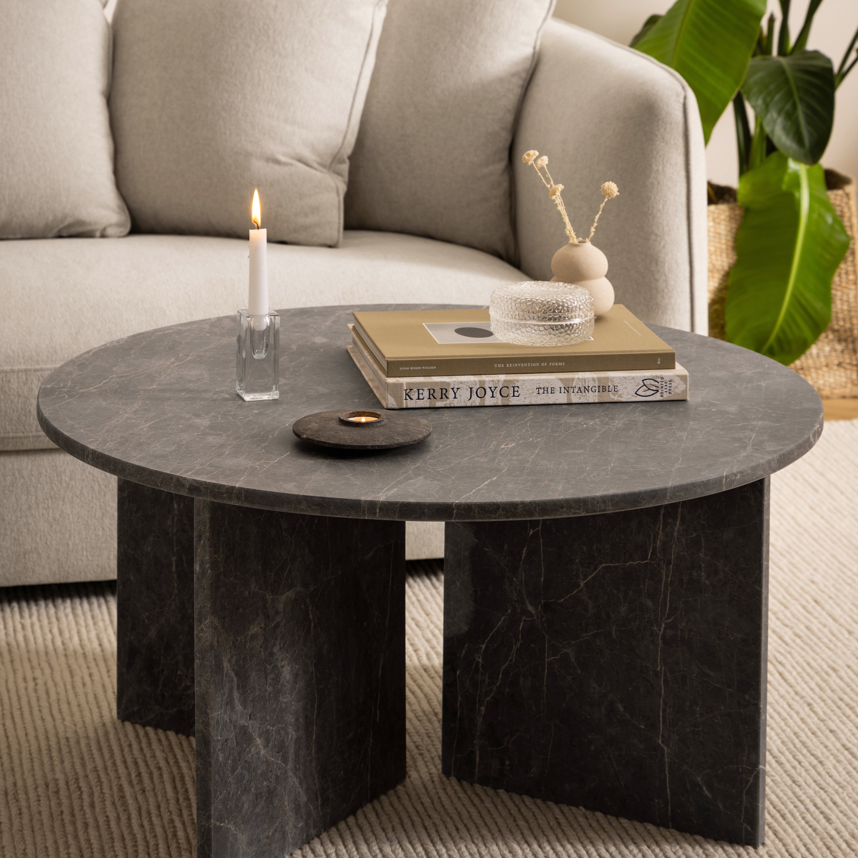 Vega Round Coffee Table in Marron Marble