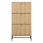 Albany Shoe Cabinet 3 Flip Down Doors in Oak/Black Legs
