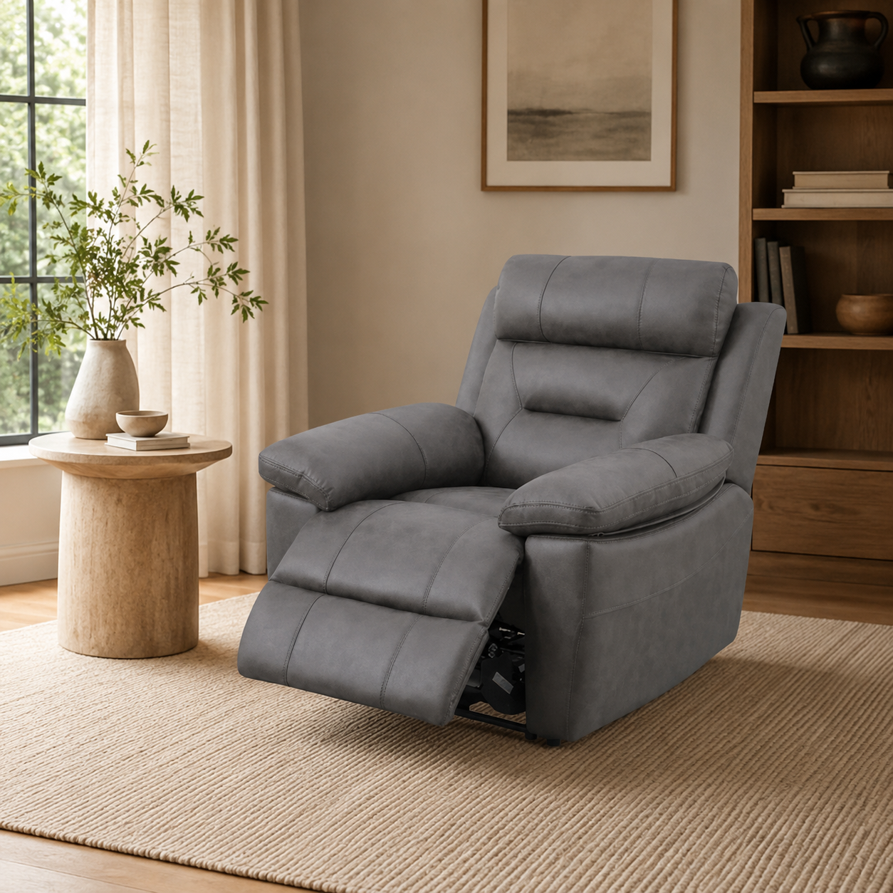 Lucca Inc Lay-Z-Boy Style Fabric Power Recliner Armchair