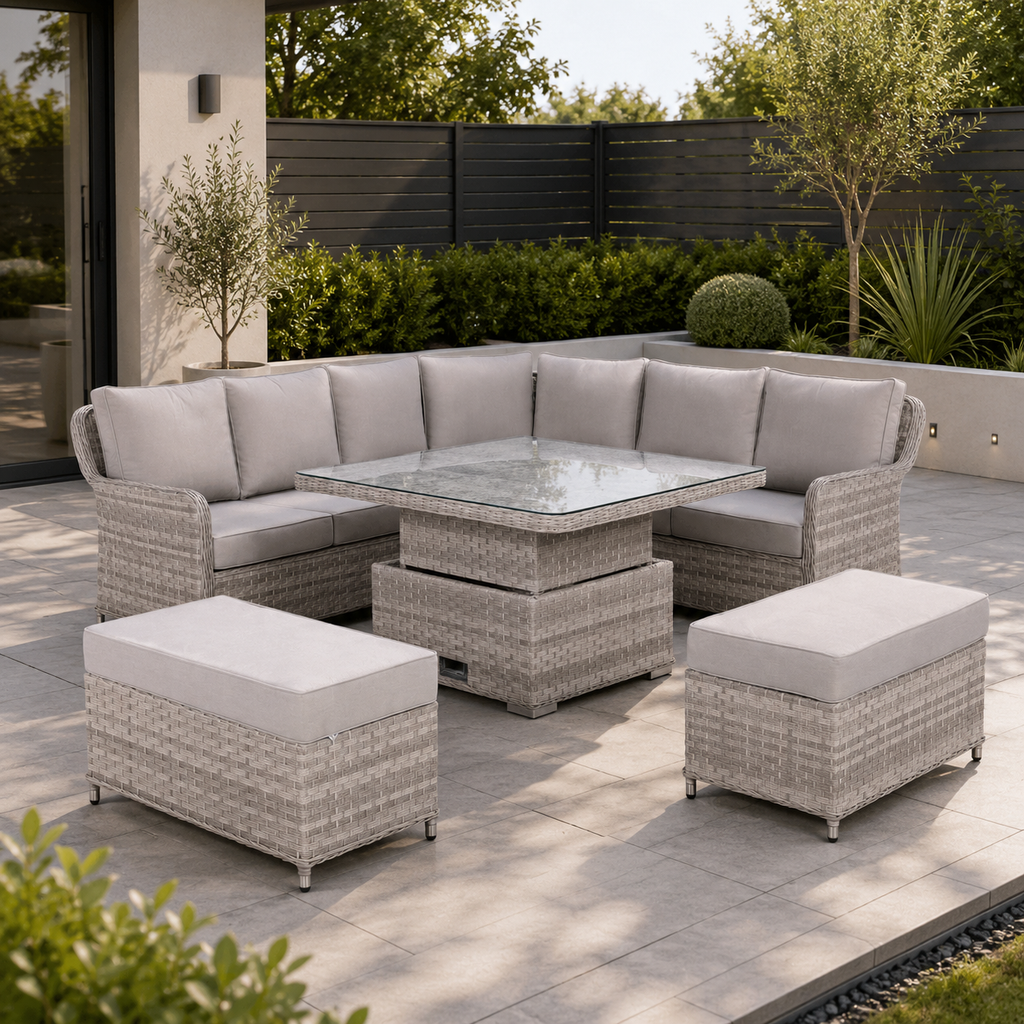 Havana Range Round Corner Sofa Set with Rising Table