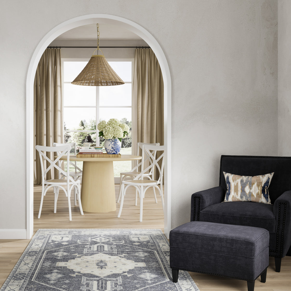 ATTICUS ANTHRACITE FOOTSTOOL