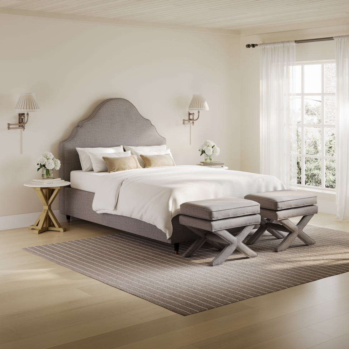 QUINCE LIGHT GREY DOUBLE BED