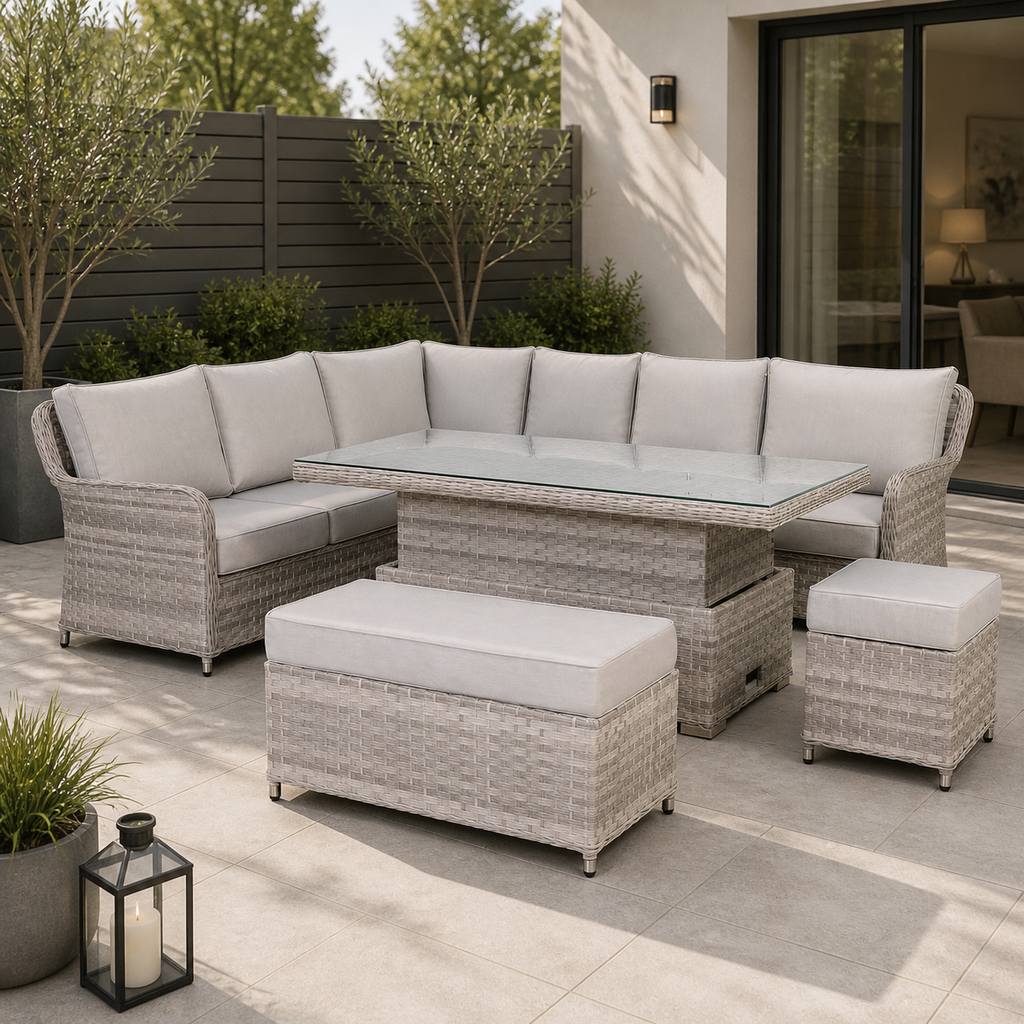 Havana Range High Back Left Hand Corner Sofa Set with Rising Table