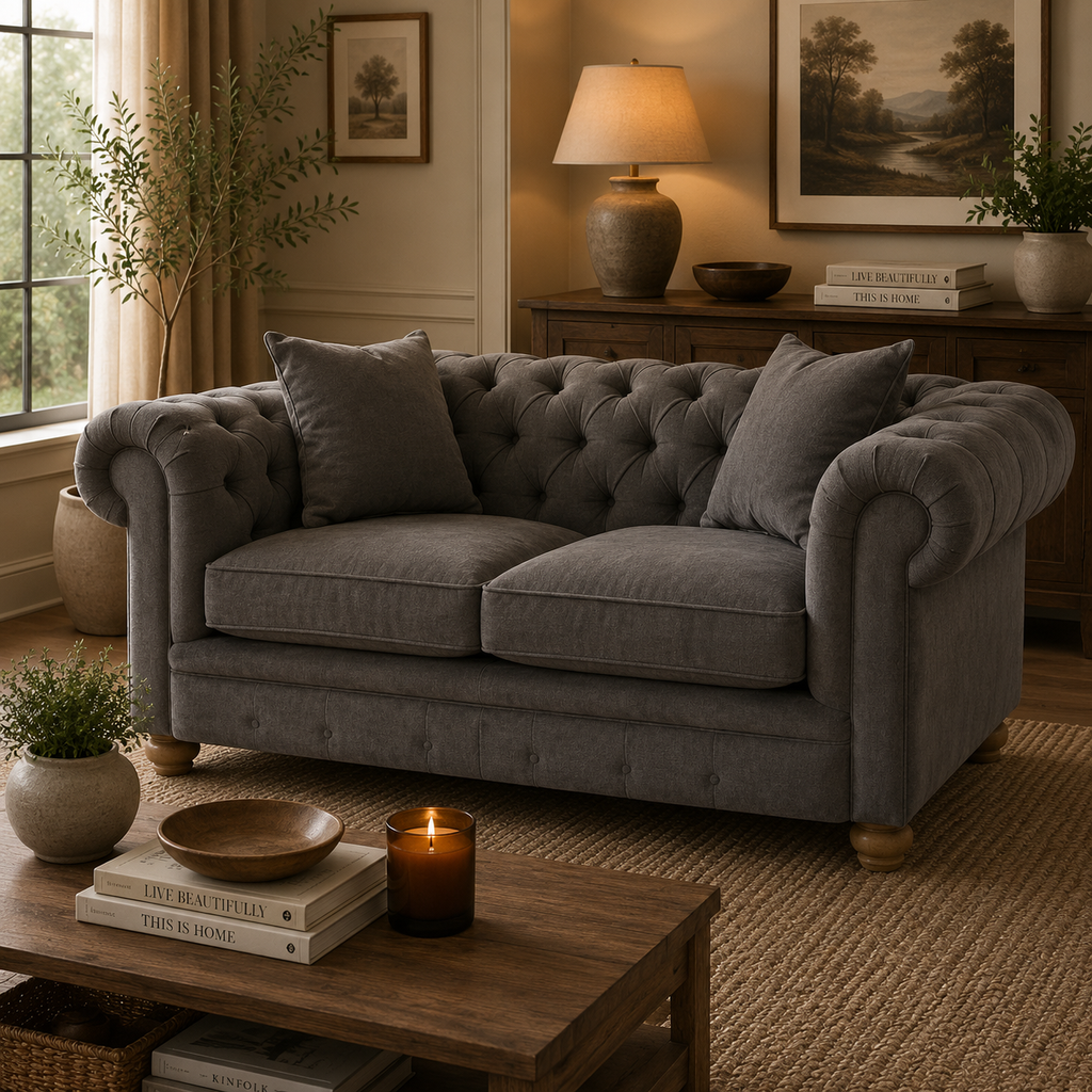 Spencer 2 Seat Grey Fabric Sofa