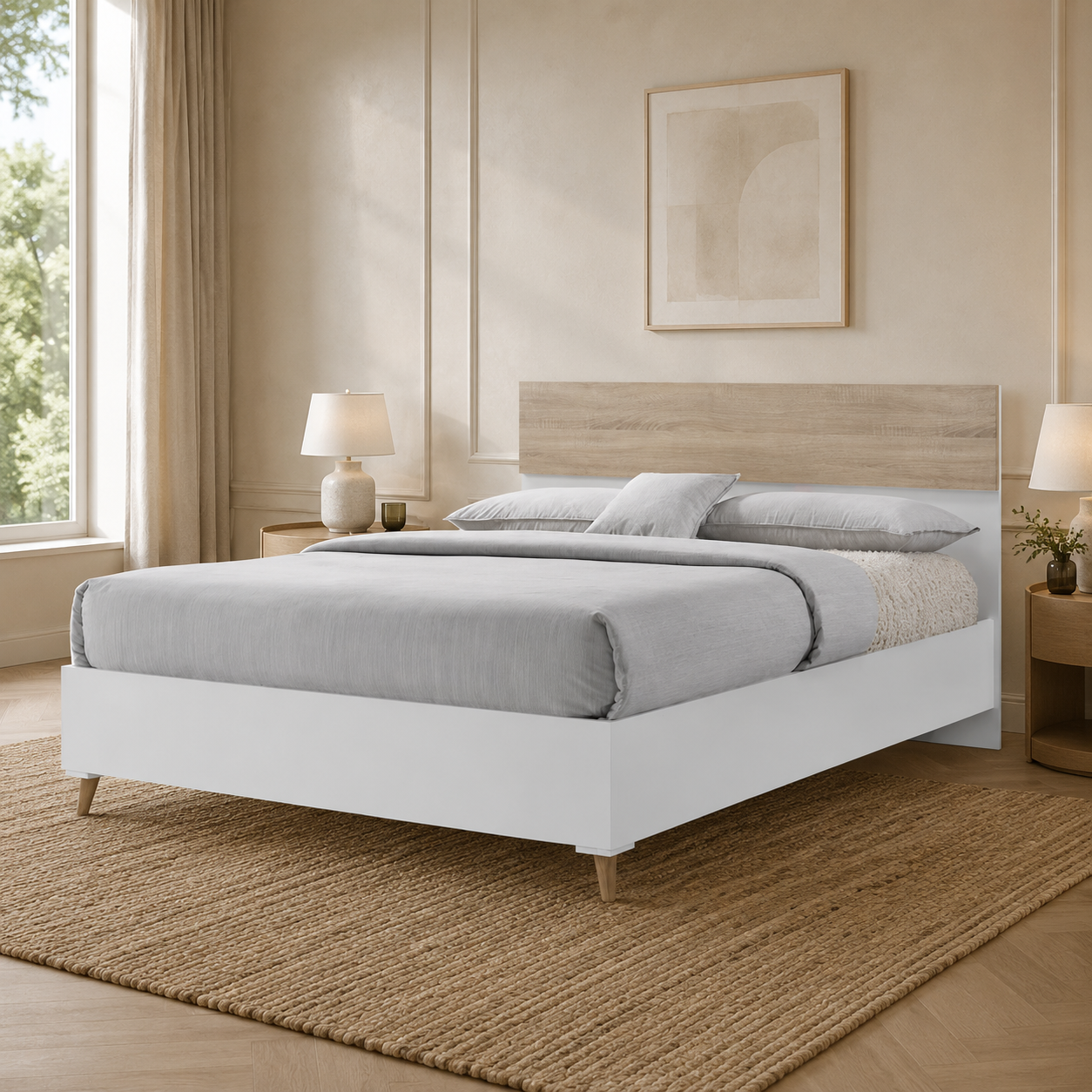 Stockholm 5.0 Kingsize Bed White-Oak