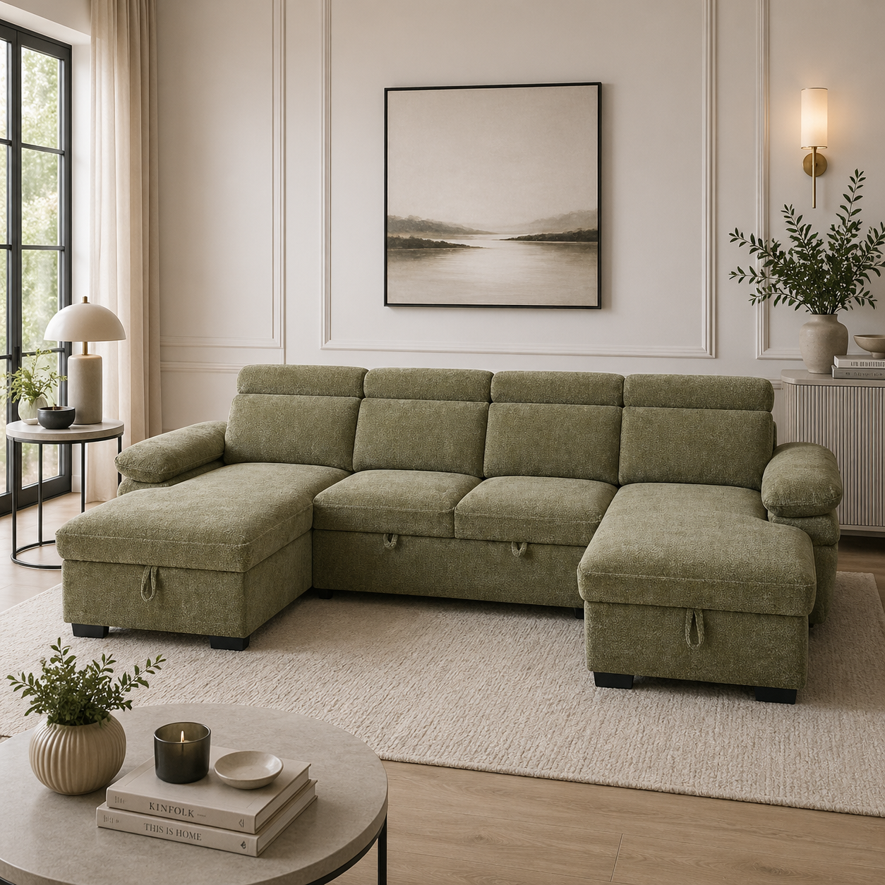 Hudson Sofabed Blue U Shape Corner