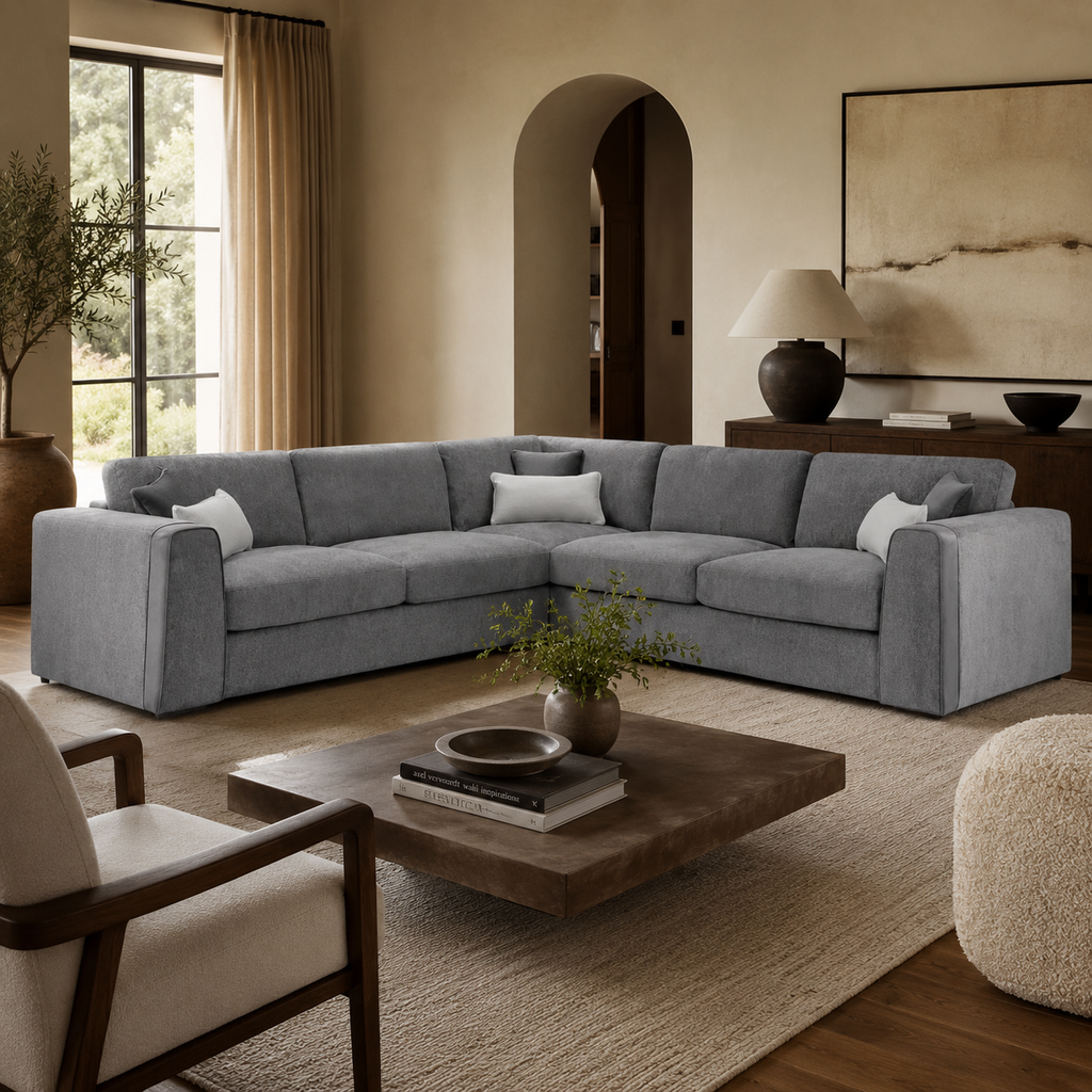 Naples Sofa Grey Large Corner