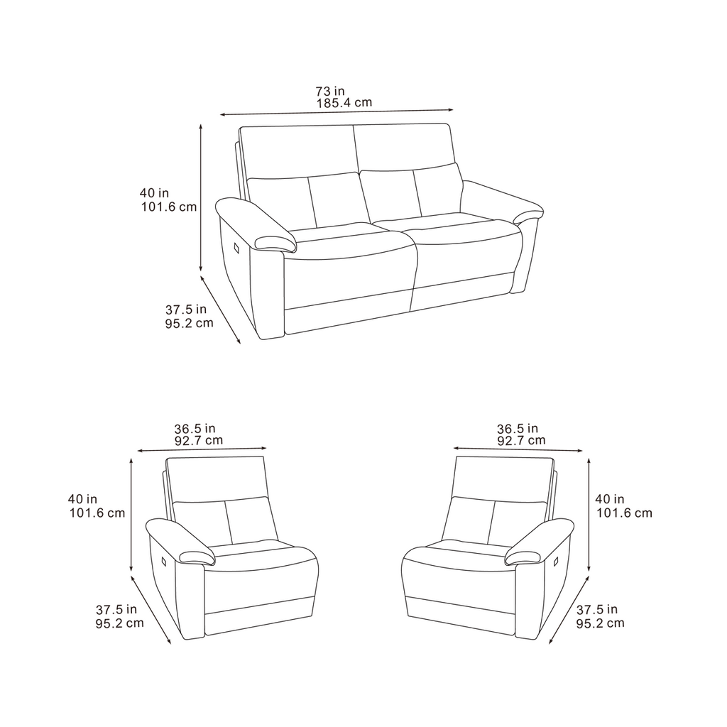 Klint Grez Lay-Z-Boy Style Fabric Power Recliner 3 Seater Sofa