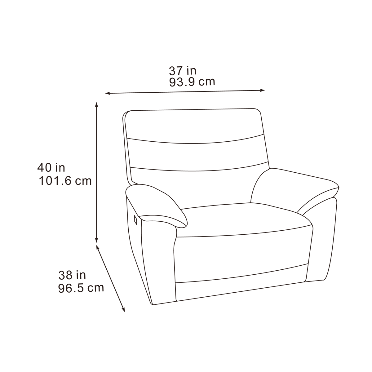 Toledo Steel Grey  Lay-Z-Boy Style Fabric Power Recliner Armchair