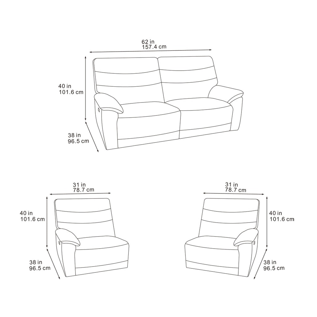 Toledo Steel Grey  Lay-Z-Boy Style Fabric Power Recliner 2 Seater Sofa