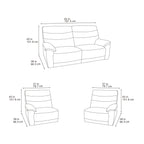 Toledo Steel Grey  Lay-Z-Boy Style Fabric Power Recliner 2 Seater Sofa
