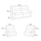 Toledo Steel Grey  Lay-Z-Boy Style Fabric Power Recliner 3 Seater Sofa