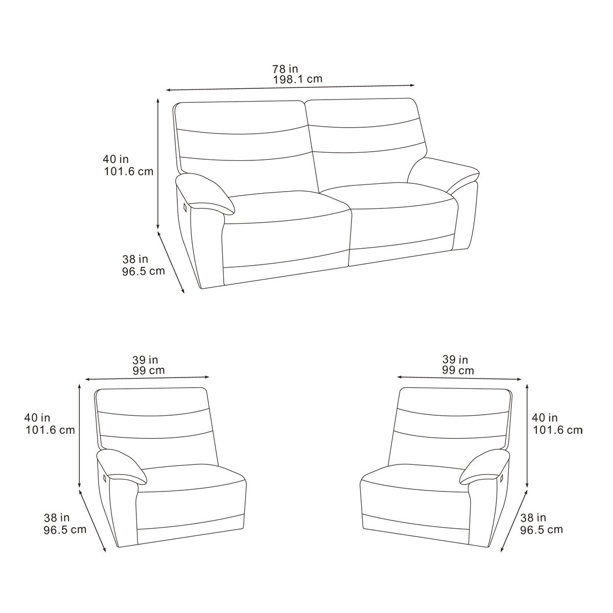Toledo Steel Grey  Lay-Z-Boy Style Fabric Power Recliner 3 Seater Sofa