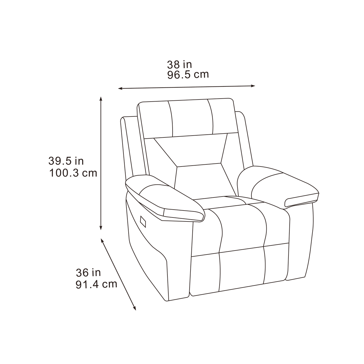 Lucca Inc Lay-Z-Boy Style Fabric Power Recliner Armchair